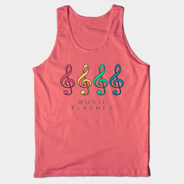 Music Teacher Colorful Treble Clef Tank Top by Musician Gifts